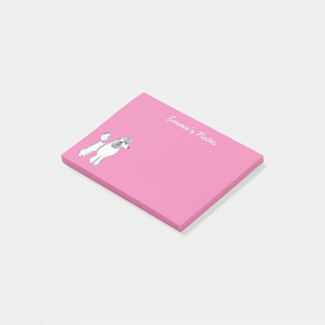 Poodle blanc Notes Post-it® personnalisées 4 po x  (Incliné)