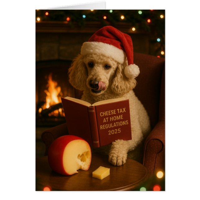 Poodle 'Cheese Tax' Christmas card (Devant)
