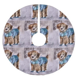 Poodle Christmas Art Polyester Weihnachtsbaumdecke