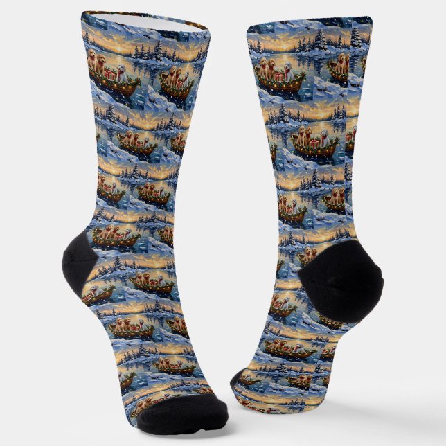 Poodle Christmas Boat Holiday Socken (Gewinkelt)