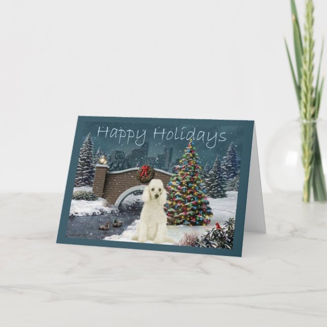 Poodle Christmas Card Abend Feiertagskarte (Vorderseite)