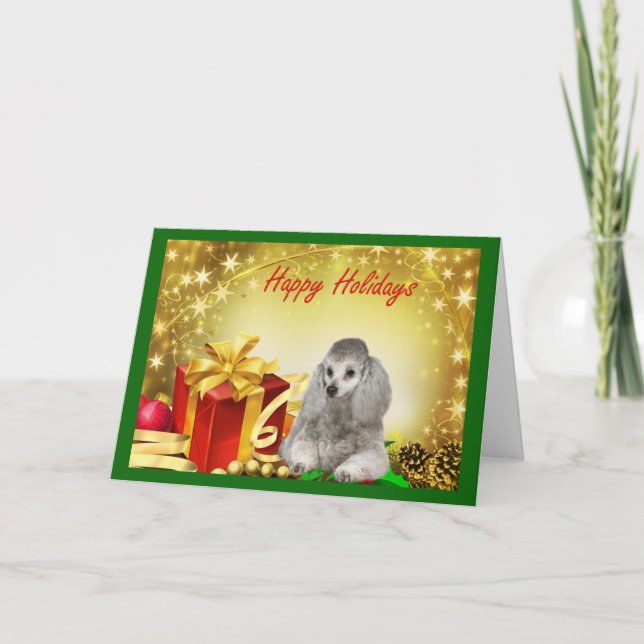Poodle Christmas Card Ohrts Feiertagskarte (Vorderseite)