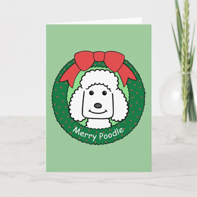 Poodle Christmas Feiertagskarte (Vorderseite)