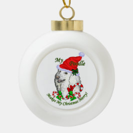 Poodle Christmas froh Keramik Kugel-Ornament
