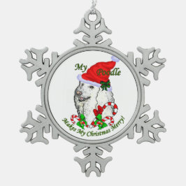 Poodle Christmas froh Schneeflocken Zinn-Ornament