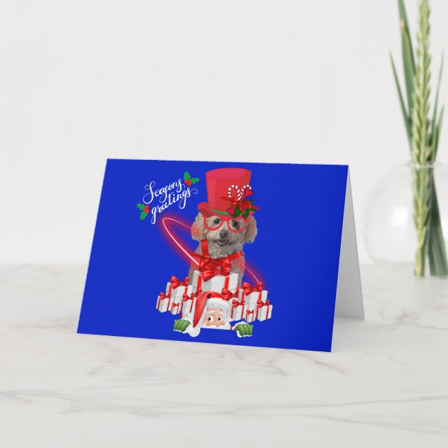 Poodle Christmas Frohen Festtage Note Card Karte (Vorderseite)