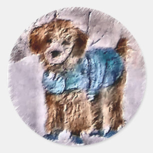 Poodle Christmas Geschenke Runder Aufkleber
