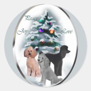 Poodle Christmas Geschenke Runder Aufkleber