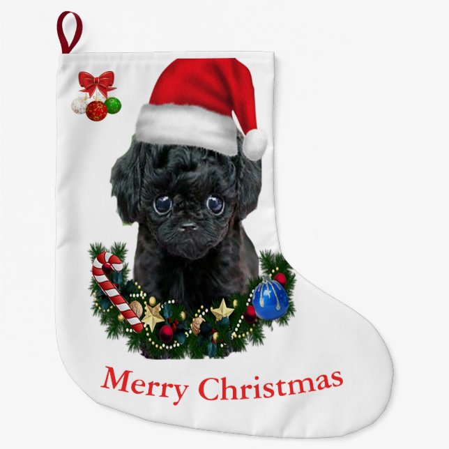 Poodle Christmas Großer Weihnachtsstrumpf (Vorderseite)