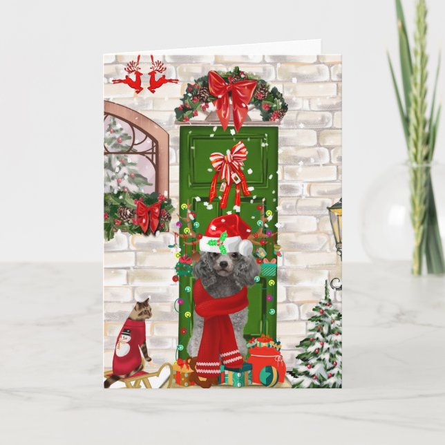 Poodle Christmas Karte (Vorderseite)