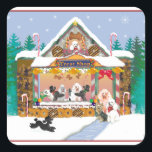 Poodle Christmas Leckerei Shop Quadratischer Aufkleber<br><div class="desc">Poodle Weihnachtsladen in der Leckerei Lebkuchen. Wunderbare Goodies für Doggies und Freunde. Viele Leckereien,  Oodles und andere Hunde. Das Design ist von mir. Wenn Sie Fragen haben,  wenden Sie sich an Greer unter greerdesign@aol.com</div>