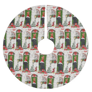 Poodle Christmas Polyester Weihnachtsbaumdecke