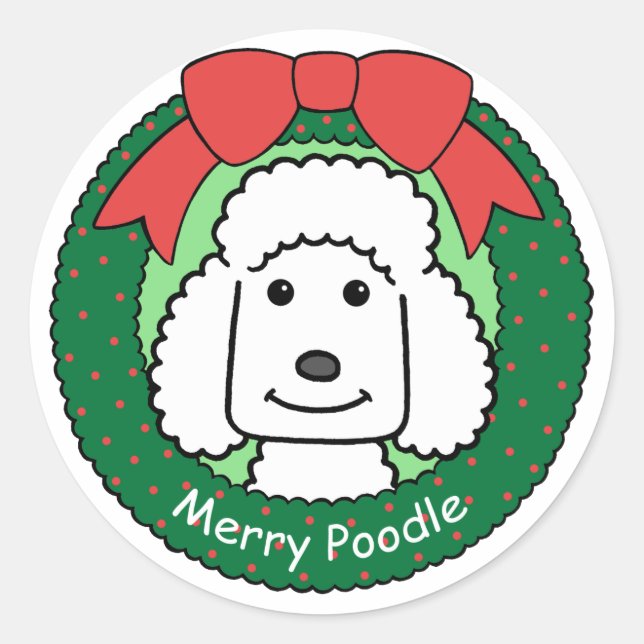 Poodle Christmas Runder Aufkleber (Vorderseite)