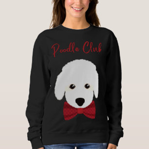 Poodle Club Niedliches weißes Flusspudel mit rotem Sweatshirt