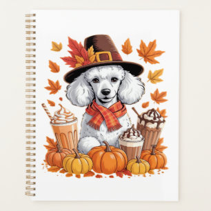 Poodle de Thanksgiving Boit du Café Feuilles d'Aut