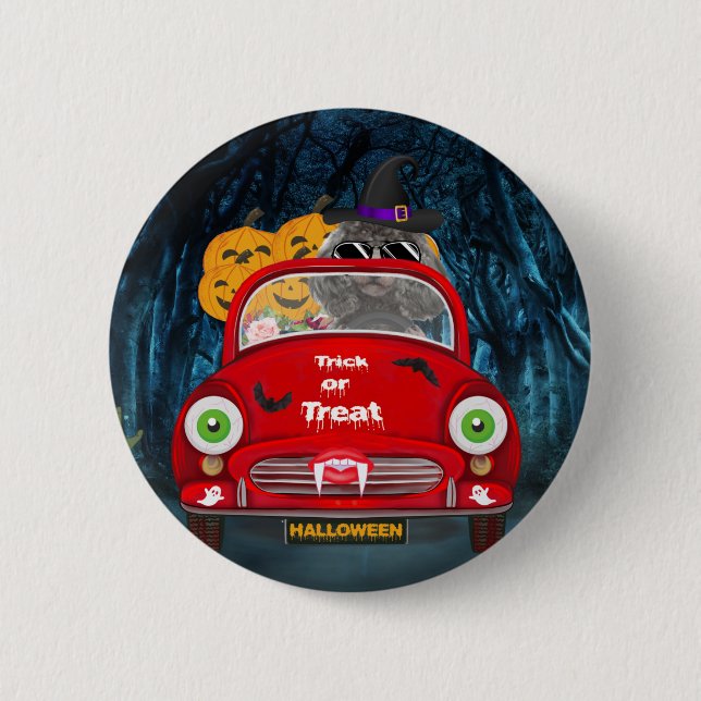 Poodle Dog Autofahrer Beängstigend Button (Vorderseite)