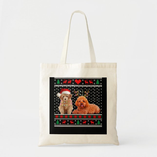 Poodle Dog Christmas Dog Light Ugly Sweater 30 Tragetasche (Vorne)
