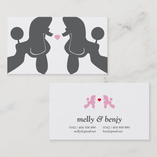 Poodle Dog Couple  Visitenkarte (Vorne/Hinten)