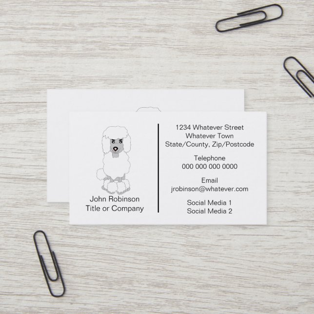Poodle Dog Design Dog Groomor Visitenkarte (Vorderseite/Rückseite Beispiel)