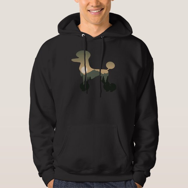 Poodle Dog Forest Mountain Sunset Hoodie (Vorderseite)