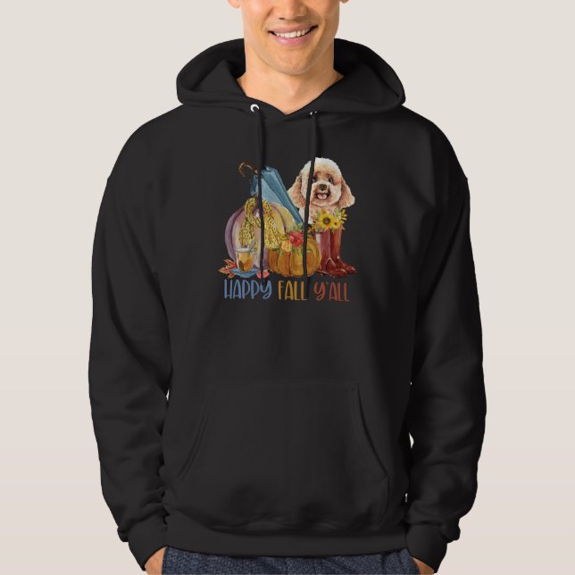 Poodle Dog Happy Fall Y Weihnachten Hoodie (Vorderseite)