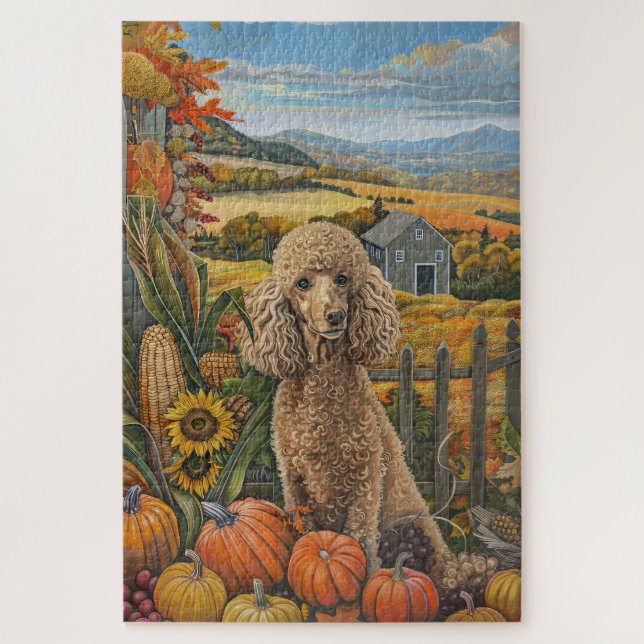 Poodle Dog Herbst Ernte Erntedank (Vertikal)