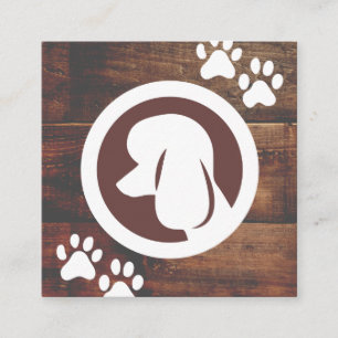 Poodle Dog Icon   Paws   Holzkarten Quadratische Visitenkarte