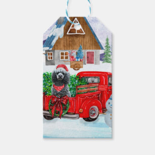 Poodle Dog in Christmas Delivery LKW Schnee Geschenkanhänger