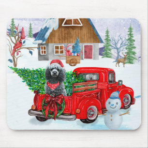 Poodle Dog in Christmas Delivery LKW Schnee Mousepad