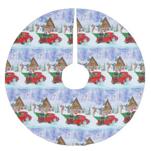 Poodle Dog in Christmas Delivery LKW Schnee Polyester Weihnachtsbaumdecke