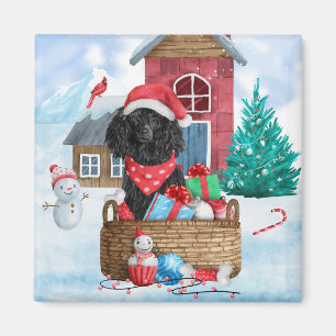 Poodle  Dog In snow Christmas Dog House Magnet