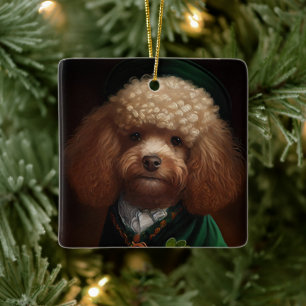 Poodle Dog in St. Patrick's Day Dress Keramikornament