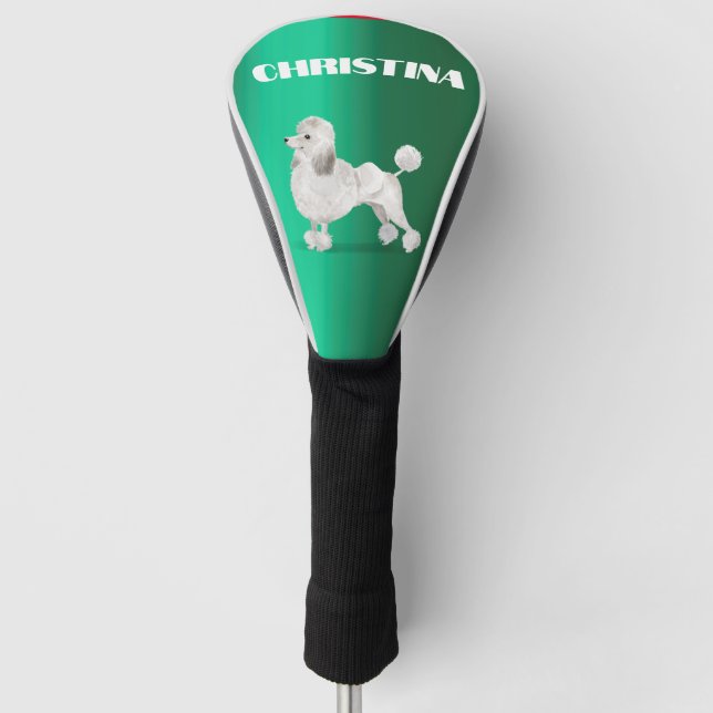 Poodle Dog Lover Green Personal Golf Headcover (Vorderseite)