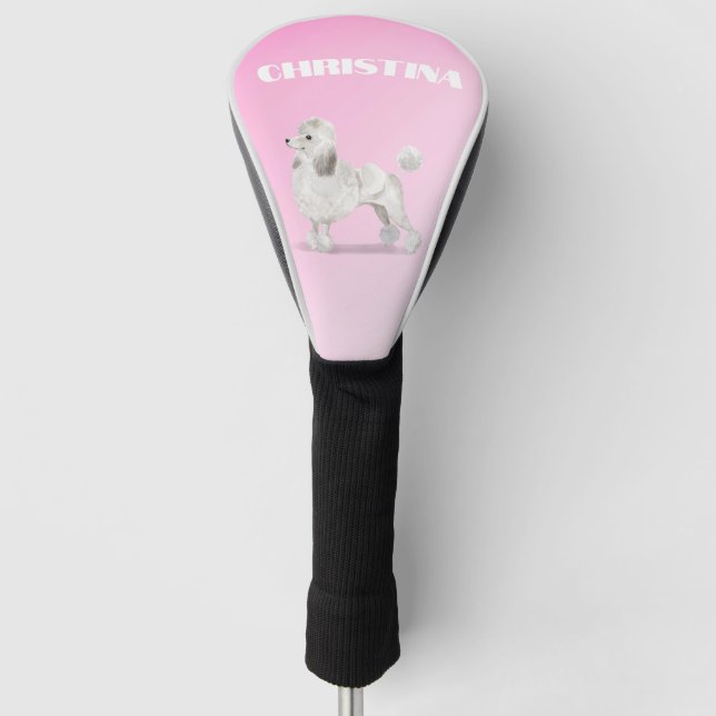 Poodle Dog Lover Pink Personal Golf Headcover (Vorderseite)