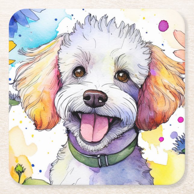 Poodle Dog Paper Untersetzer (Vorderseite)