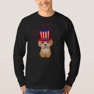Poodle Dog Red White Blue Fireworks Dekoration 4. T-Shirt