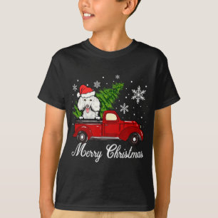 Poodle Dog Riding Red Truck Weihnachtsdekorationen T-Shirt