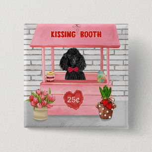 Poodle Dog Valentine's Day Kissing Booth Button