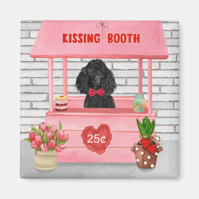 Poodle Dog Valentine's Day Kissing Booth Magnet (Vorne)