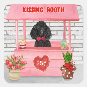 Poodle Dog Valentine's Day Kissing Booth Quadratischer Aufkleber