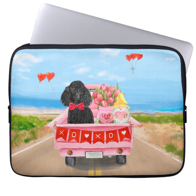 Poodle Dog Valentine's Day Lkw Herz Laptopschutzhülle (Vorderseite)