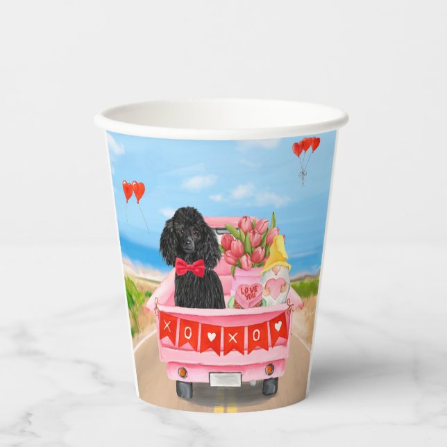Poodle Dog Valentine's Day Lkw Herz Pappbecher (Vorderseite)