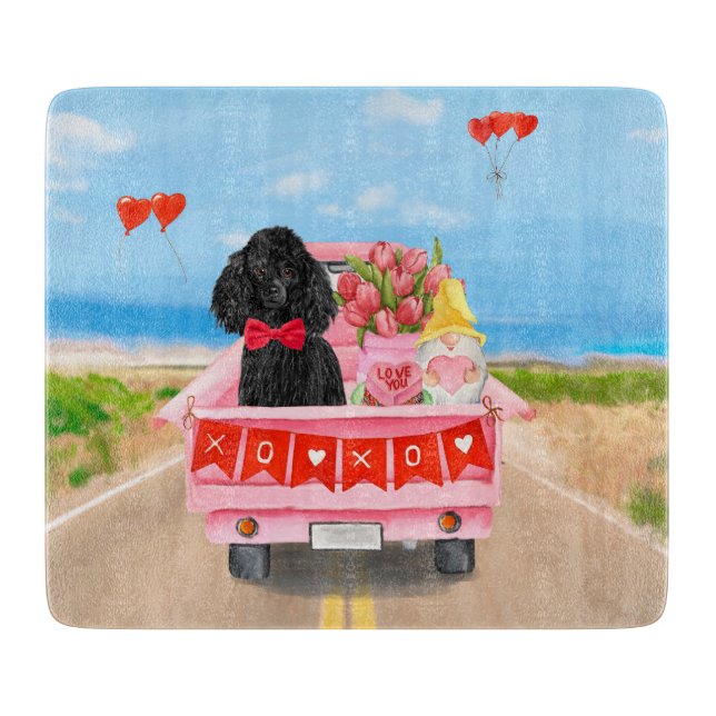 Poodle Dog Valentine's Day Lkw Herz Schneidebrett (Vorderseite)