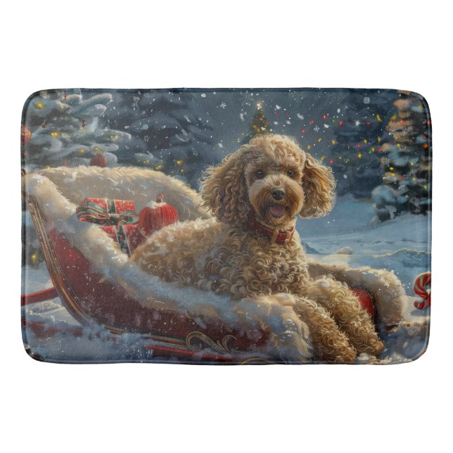 Poodle Dog Weihnachtsfest Badematte (Vorderseite)