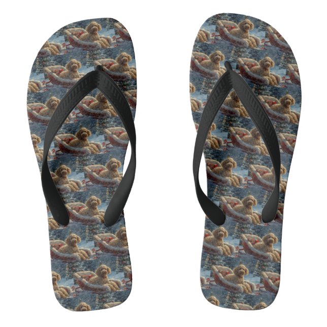 Poodle Dog Weihnachtsfest Flip Flops (Fußbett)