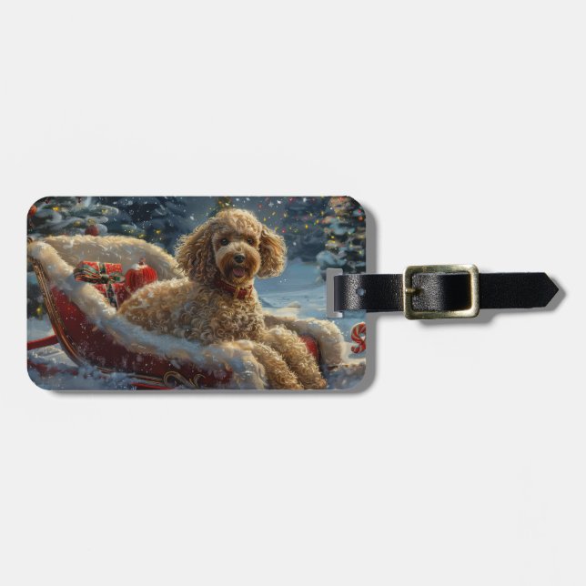 Poodle Dog Weihnachtsfest Gepäckanhänger (Vorderseite horizontal)