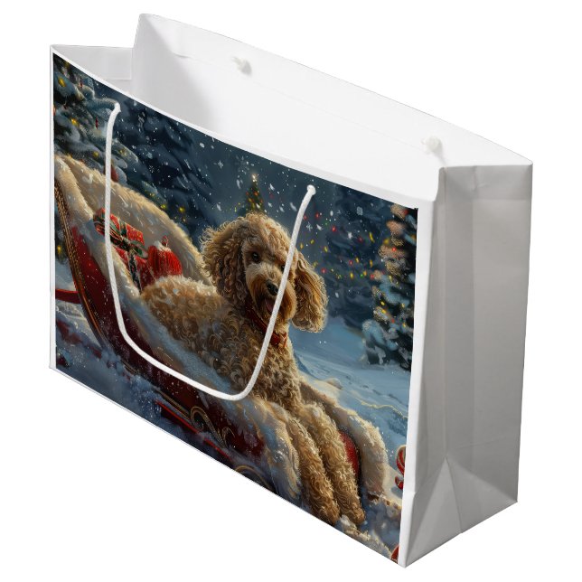 Poodle Dog Weihnachtsfest Große Geschenktüte (Vorderseite Schrägansicht)