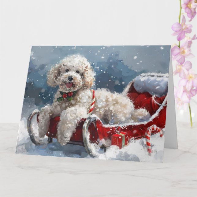 Poodle Dog Weihnachtsfest Karte (Orchidee)
