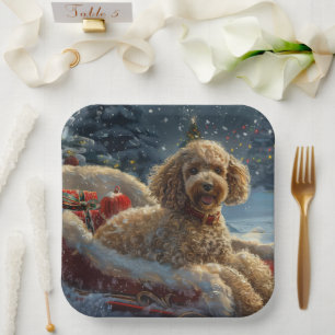 Poodle Dog Weihnachtsfest Pappteller