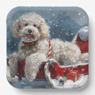 Poodle Dog Weihnachtsfest Pappteller